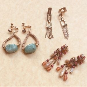 Clip On Earrings 3 Pairs